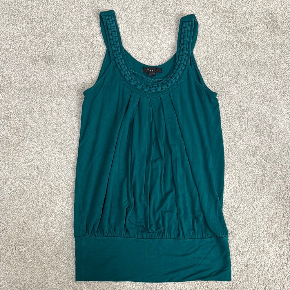 Forever 21 Teal Braided Scoop Neck Tank